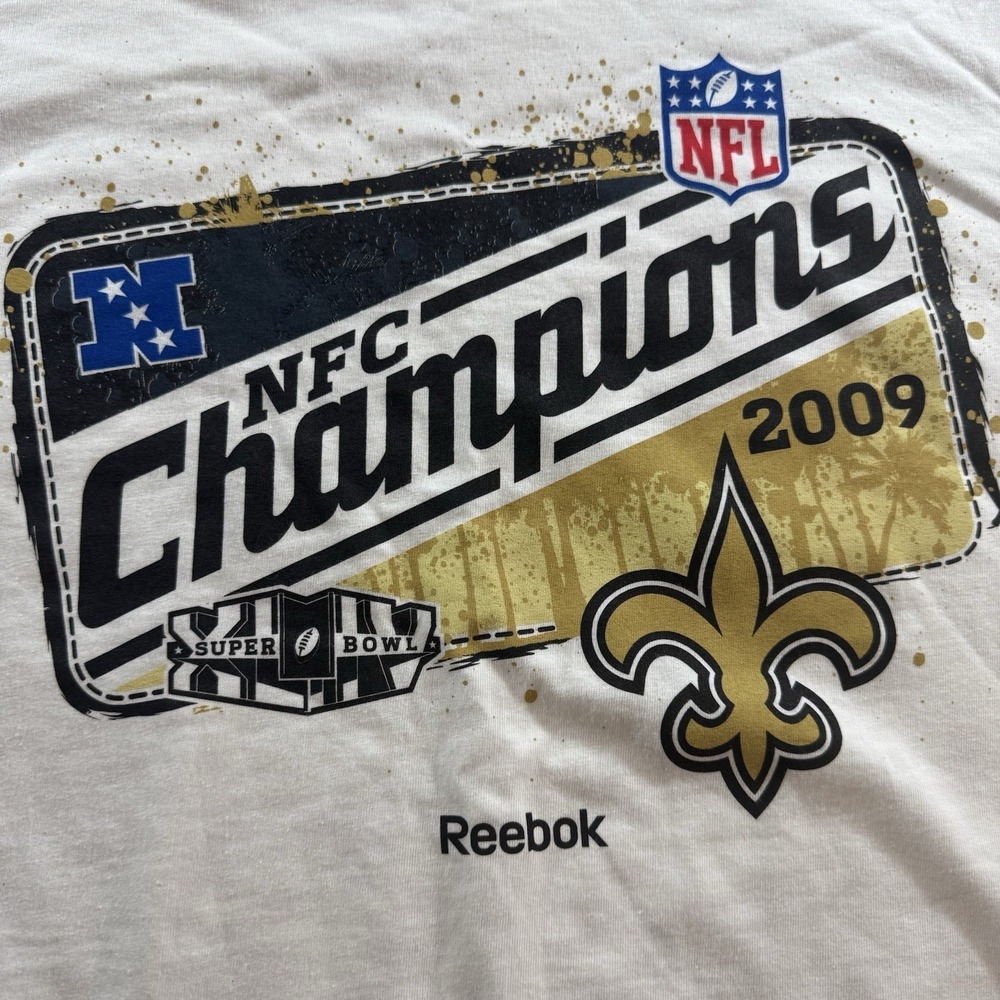 NWT New Orleans Saints 2009 NFC Champions XL White Super Bowl XLIV Locker Room - Picture 3 of 7